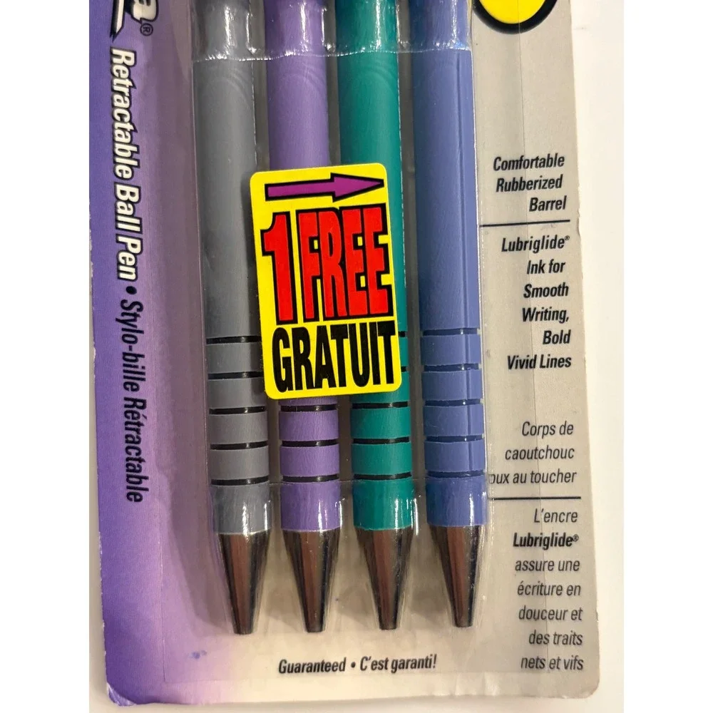 Vintage 1995 Paper Mate Flexgrip Ultra Retractable Ballpoint Pens Black Ink 4pk